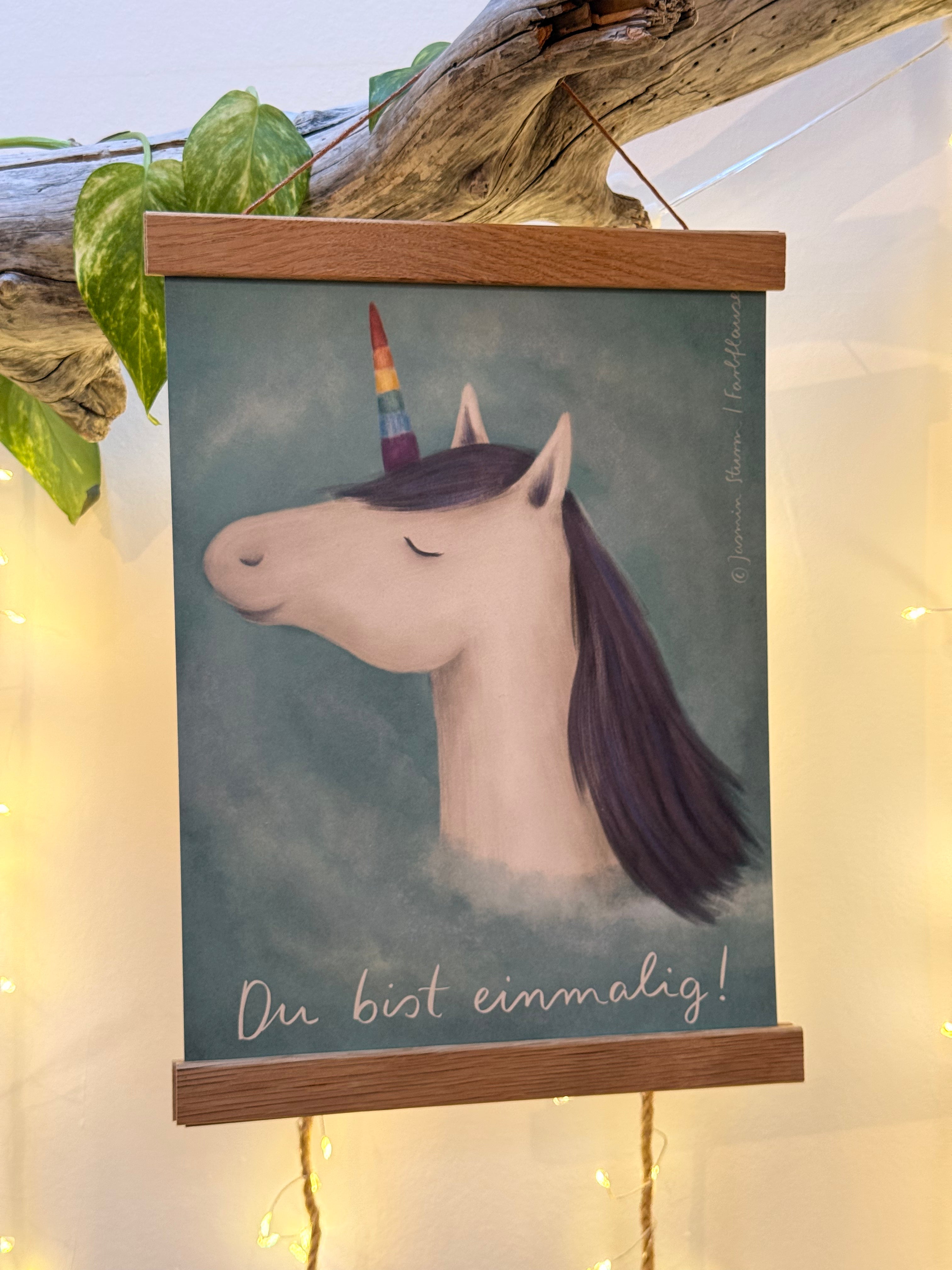 Kunstdruck „Du bist einmalig“ | Ein Einhorn für Kinder, Erwachsene und alle, die hören sollen, dass sie einmalig sind.