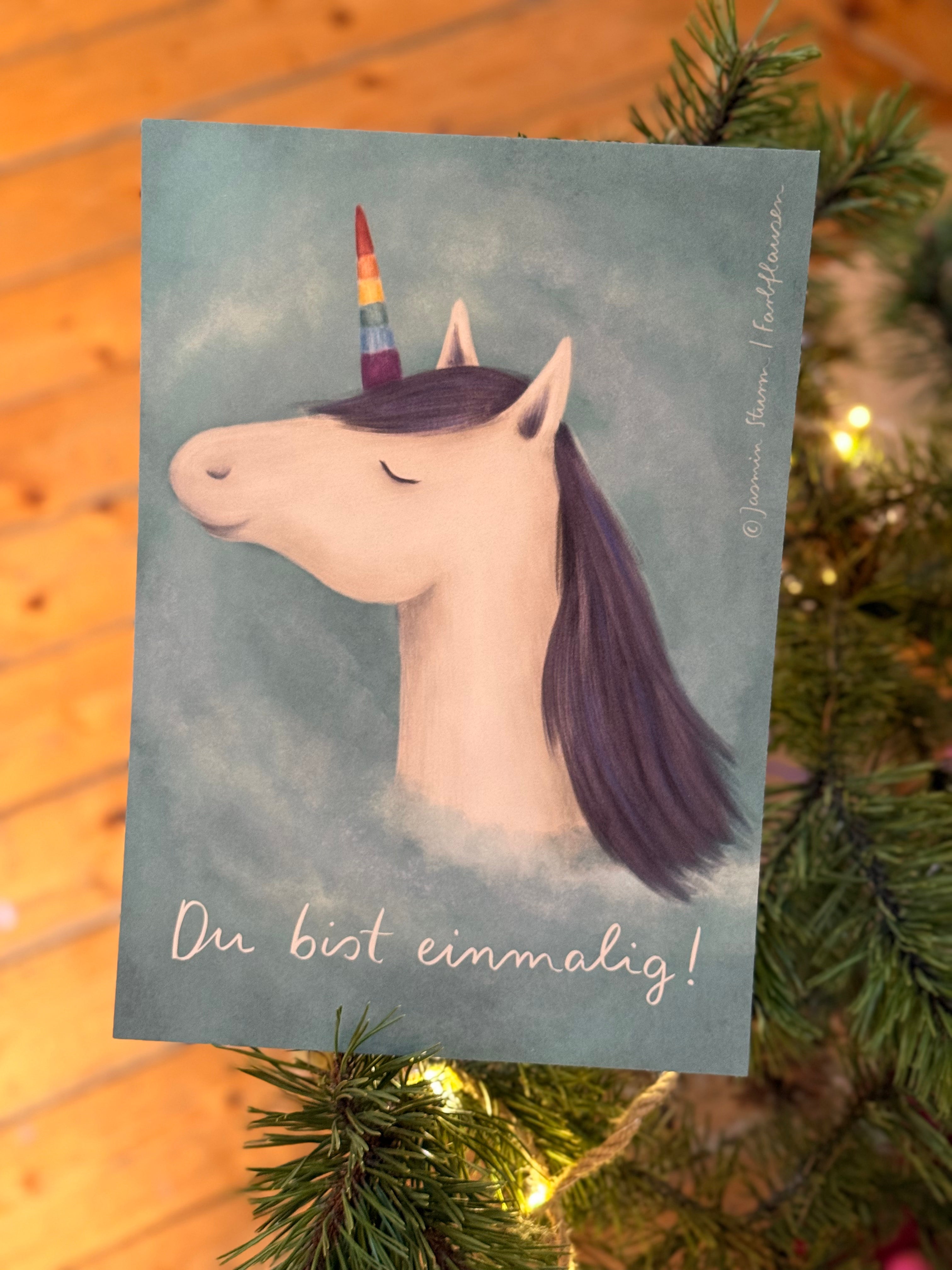 Kunstdruck „Du bist einmalig“ | Ein Einhorn für Kinder, Erwachsene und alle, die hören sollen, dass sie einmalig sind.