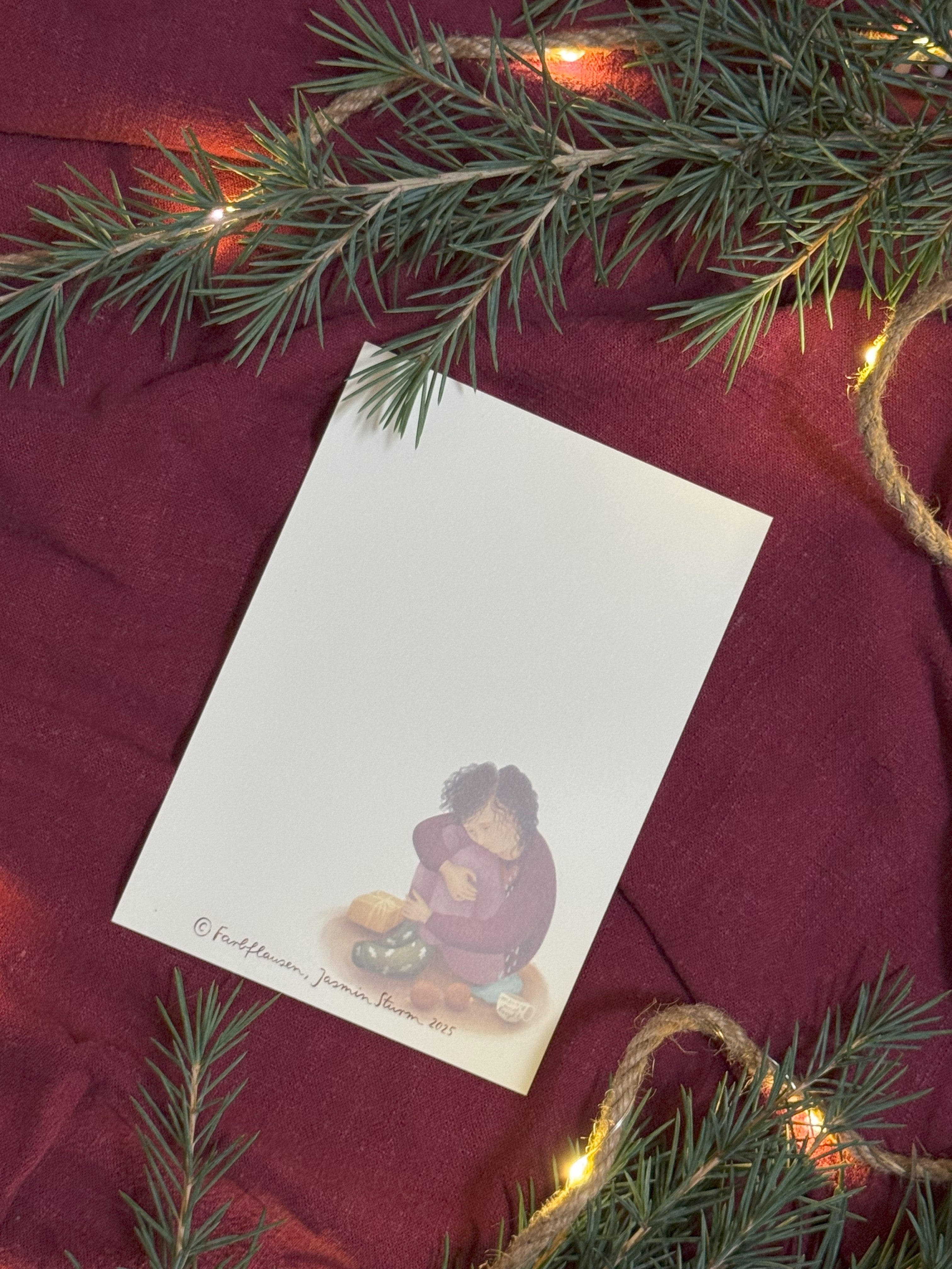 Postkarte „Weihnachten, während das Herz weint“ | Und manchmal mischen sich Tränen mit Punsch…