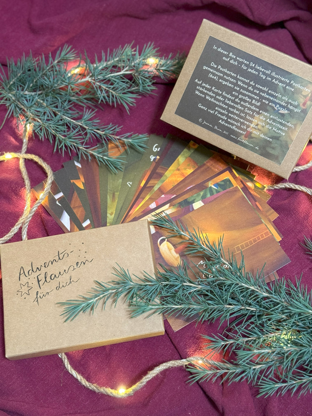 Adventskalender „Adventsflausen für dich“ | Eine zauberhafte Box mit 24 stärkenden Motiven und Sätzen, die gemeinsam ein großes Bild ergeben