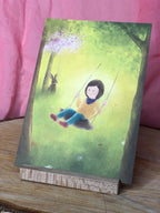 Postkarte „Frühlingswiese“ | Natur Kinderzimmer Ostern März April Mai Jahreszeiten Baum Geschenk Dekoration