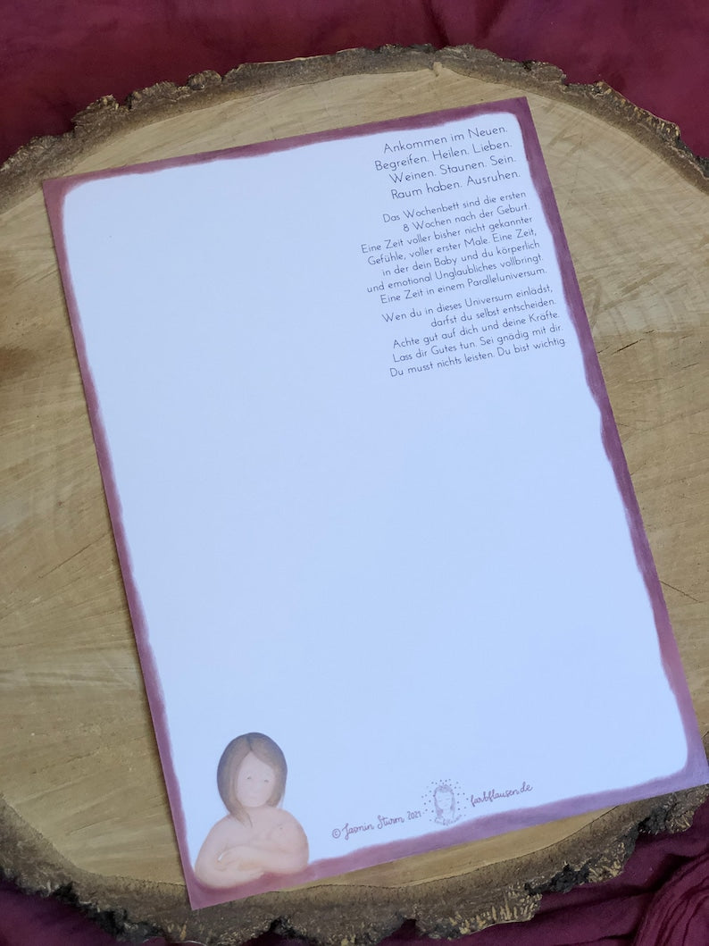 Wochenbett: A5 Illustrationsdruck | für Eltern, Hebammen, Doulas und alle, die neuen Familien etwas Gutes tun möchten. Baby, Schwangerschaft