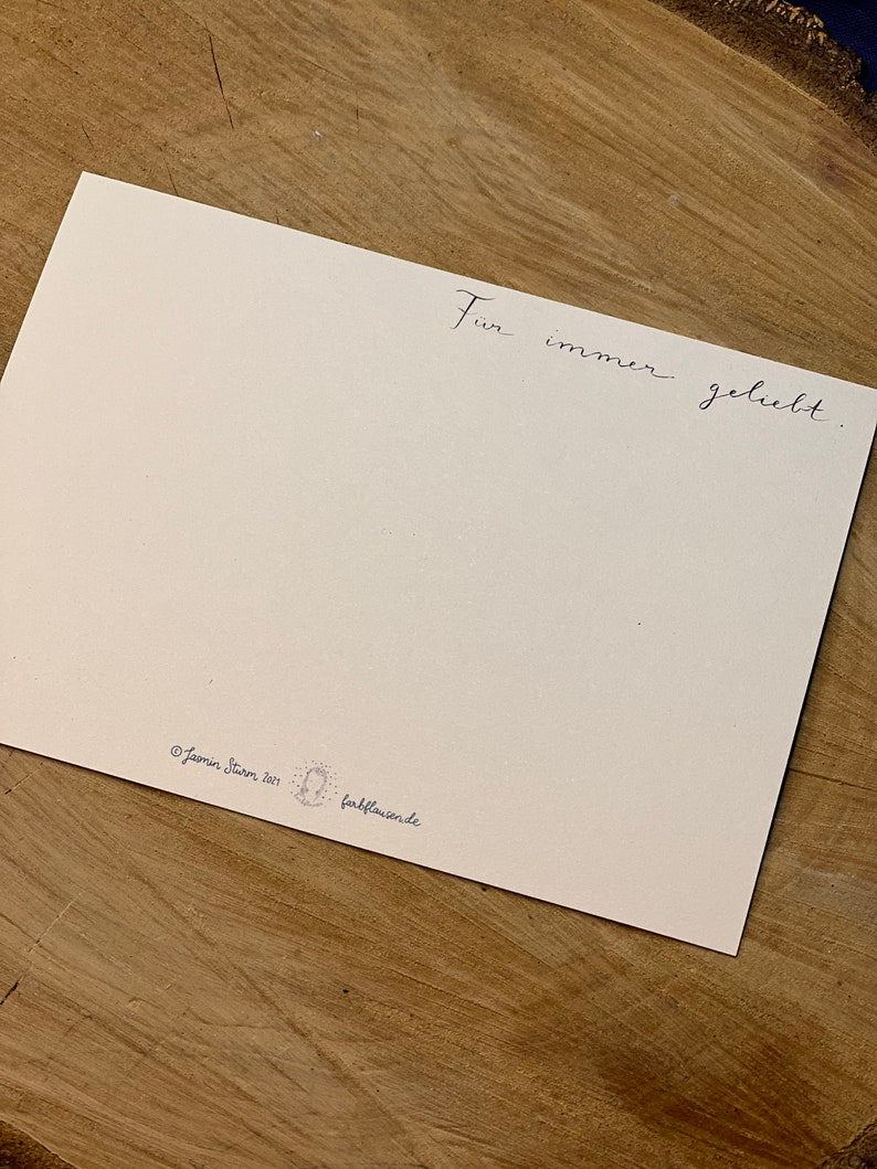 Postkarte Trauerkarte / Erinnerungskarte „Für immer geliebt“. Beileid, Tod, Sternenkind, Fehlgeburt, Stern, Trost, Liebe