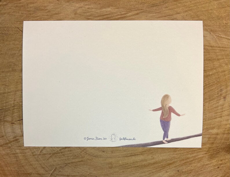 Postkarte "Mondspaziergang" | Freiheit, Achtsamkeit, Neuanfang. 2022. Mond, Nacht, Fantasy, Traum, Selbstliebe, Illustration, Dekoration