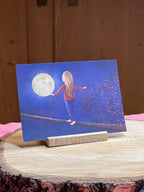 Postkarte "Mondspaziergang" | Freiheit, Achtsamkeit, Neuanfang. 2022. Mond, Nacht, Fantasy, Traum, Selbstliebe, Illustration, Dekoration