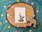 Postkarte Elefantenkonfettiregen | Geschenk Kinder Erwachsene Babys Geburtstag Glückwünsche Party Junge Mädchen Tiere Fest Elefant