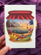 Postkarte „Marmeladenglasmomente“ | dein persönlicher Ruheort. Eine Glücksinsel. Ermutigung, Natur, Meer, Freundschaft, Achtsamkeit, Liebe.