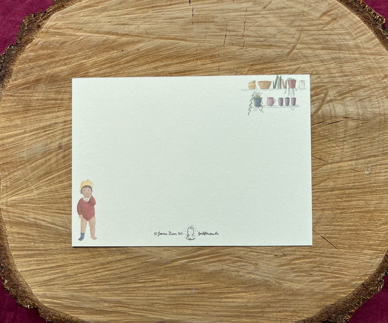 Postkarte „Familienchaos“ | Eine Wimmelbild-Illustration mit Küche, Kindern und Musik. Eltern, Geschenk, Deko, Schweden, Astrid Lindgren