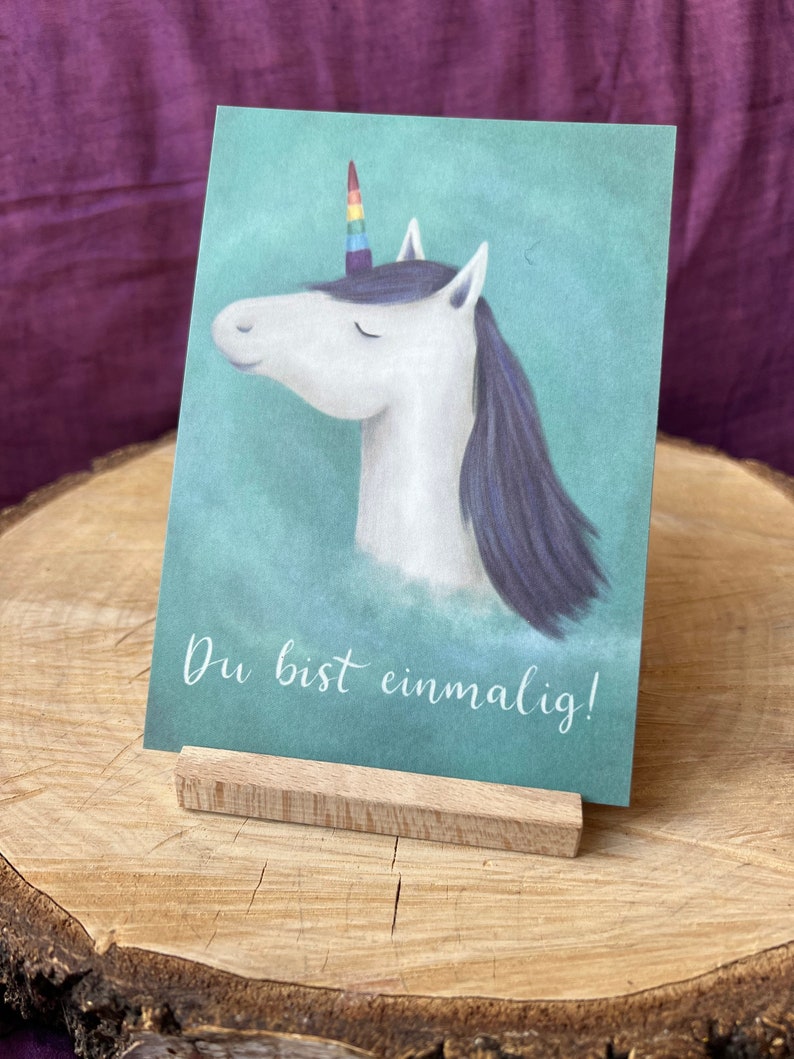 Postkarte „Du bist einmalig!“ | Ein Einhorn für Kinder, Erwachsene und alle, die hören sollen, dass sie einmalig sind.