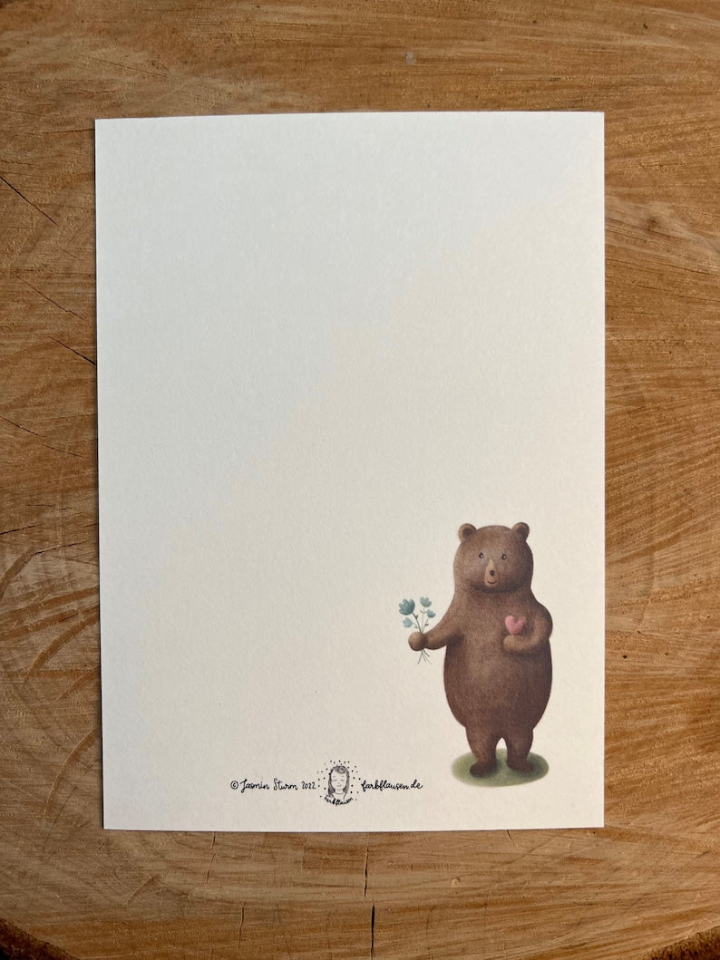 Postkarte Bär Dankeschön Dankekarte Geschenk A6 Illustration Karte Danke