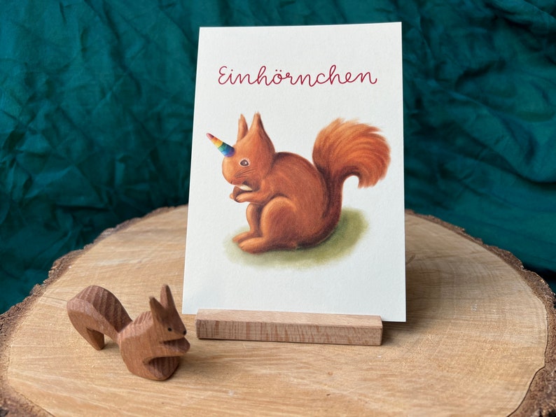 Postkarte "Einhörnchen" | eine Postkarte für Kinder, Erwachsene und alle, die Eichhörnchen lieben. Natur, Wald, Fantasie, Einhorn, Zauber, Geschenk