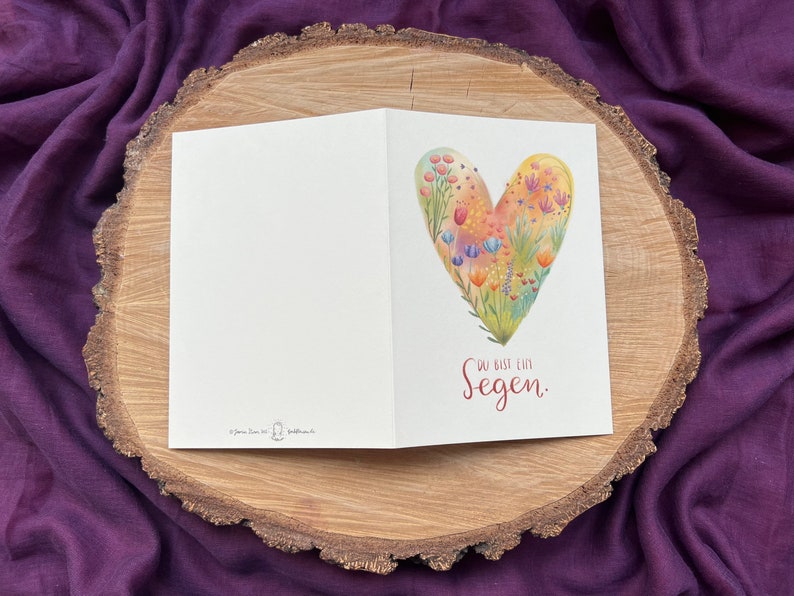 Klappkarte mit Wildblumenherz „Du bist ein Segen“ | Freundschaft, Danke, Geburtstag, Liebe, Geschenk, Garten, Handlettering, Illustrtration