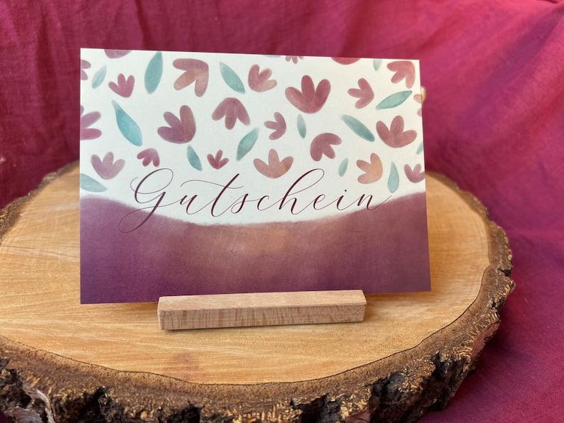 Postkarte "Gutschein" | Florale Karte für deine Gutscheine. Vorder- & Rückseite liebevoll illustriert mit Platz für deine Worte. Für Geburtstag und co!