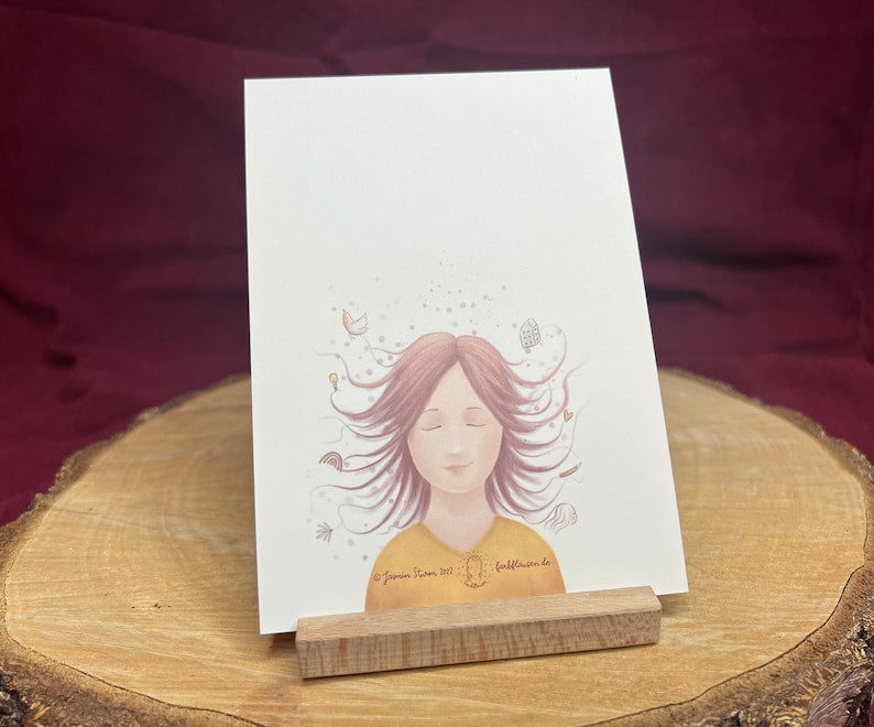 Postkarte "Schwalbengleich" | ein Motiv für Kreativköpfe, Gedankenversunkene, Tagträumende. Zum Gedankenteilen, Freundschaftzeigen, Inspiration wecken.