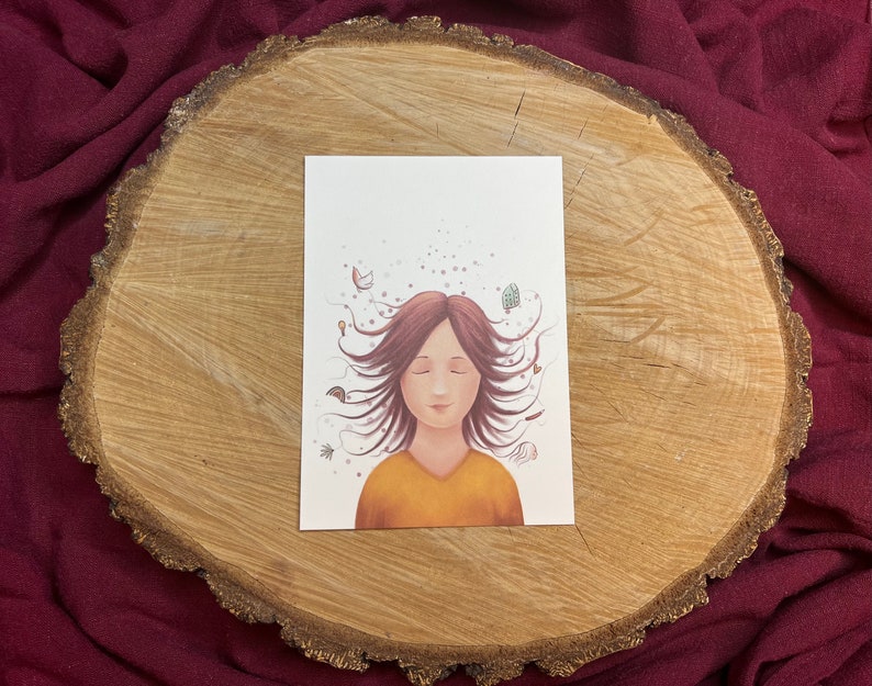 Postkarte "Schwalbengleich" | ein Motiv für Kreativköpfe, Gedankenversunkene, Tagträumende. Zum Gedankenteilen, Freundschaftzeigen, Inspiration wecken.