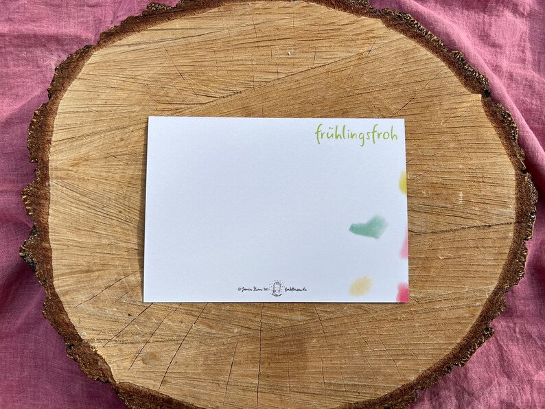 Postkarte „Frühlingsfroh“ | ein Motiv für alle Frühlingsliebende, das dich Sonne, Farbenpracht und Frühlingserwachen spüren lässt.