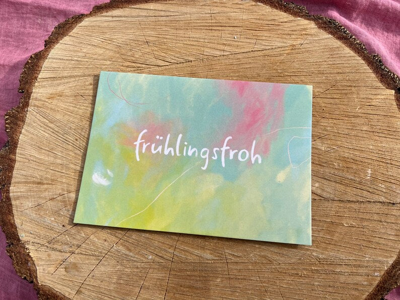 Postkarte „Frühlingsfroh“ | ein Motiv für alle Frühlingsliebende, das dich Sonne, Farbenpracht und Frühlingserwachen spüren lässt.