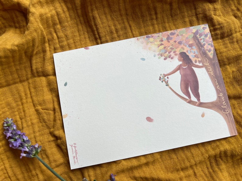 Postkarte "Botschaften für Dich 1" | eine Postkarte mit 15 liebevollen Sätzen und einer warmen Illustration. Ein Herzensmotiv!