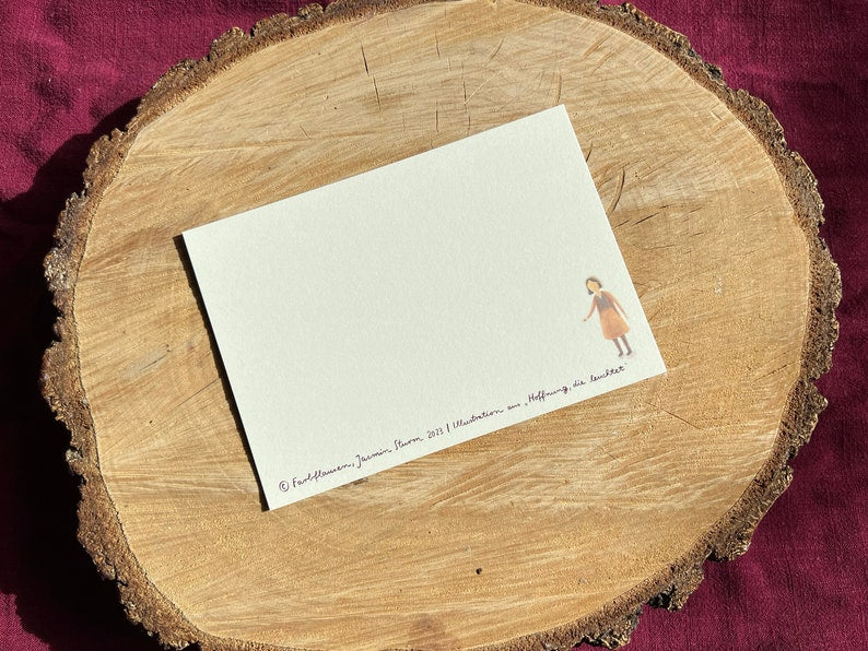 Postkarte "Ich sammle Hoffnung wie Kastanien" | Eine Illustration über den Herbst und die Hoffnung.