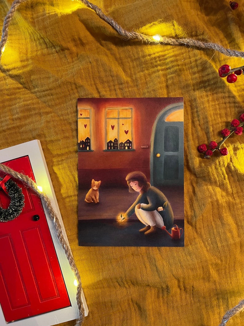 Postkarte "Gutes säen" | Mein Jahresmotiv für 2024. Eine warme Illustration über den Wert des Kleinen und vermeintlich Unbedeutenden und über das Leben.