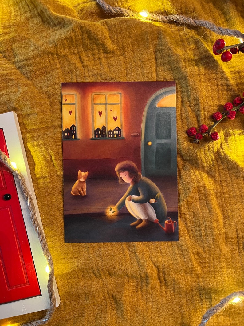 Postkarte "Gutes säen" | Mein Jahresmotiv für 2024. Eine warme Illustration über den Wert des Kleinen und vermeintlich Unbedeutenden und über das Leben.