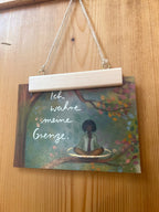 Postkarte „Ich wahre meine Grenze.“ | Baumbotschaften 8: Ein liebevoll illustriertes Affirmationsmotiv übers Neinsagen.