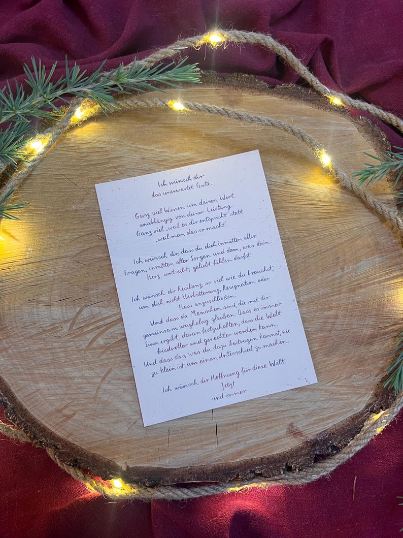 Postkarte „Ich wünsch dir Hoffnung für diese Welt“ | Eine Postkarte mit wunderschönen Wünschen zum Weihnachtsfest