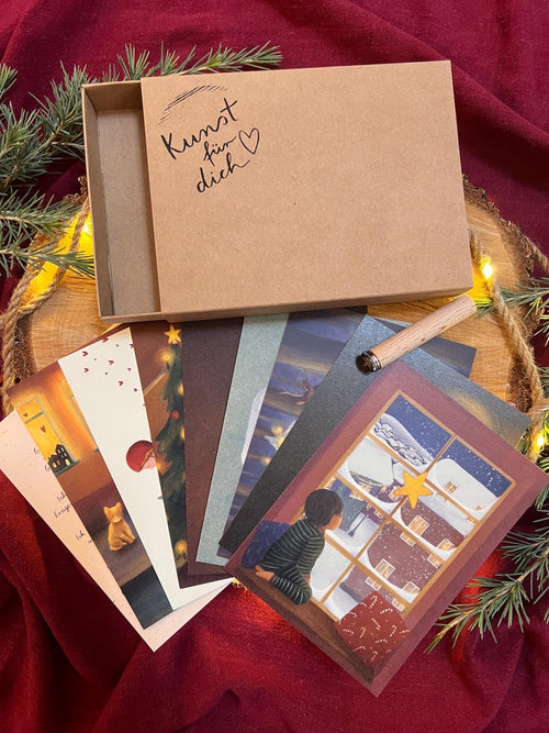 Box „Kunst für dich“ Weihnachtszauber | Eine Schachtel mit 9 Weihnachtsmotiven - als Geschenkset oder für dich selbst.