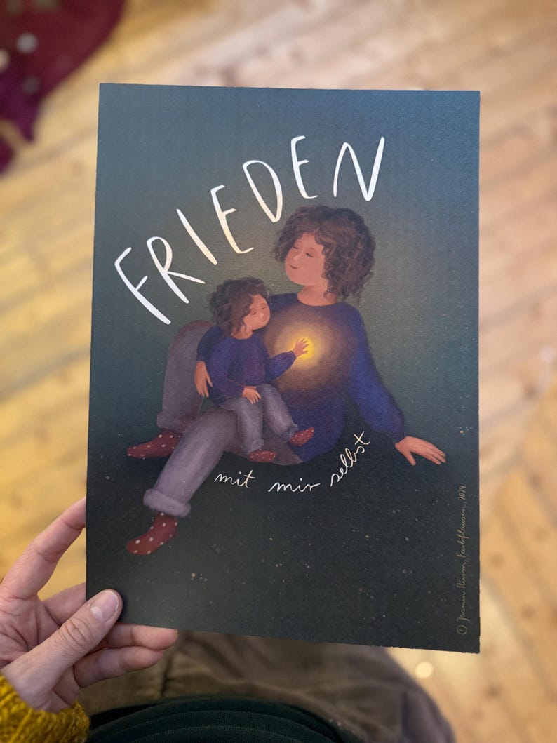 Kunstdruck „Frieden mit mir selbst“ | Eine Illustration über innere Kinder und das, was zählt. Mein Jahresmotiv 2025.