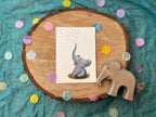 Postkarte Elefantenkonfettiregen | Geschenk Kinder Erwachsene Babys Geburtstag Glückwünsche Party Junge Mädchen Tiere Fest Elefant