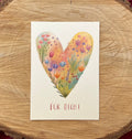 Postkarte „Für dich“ | Herz aus Wildblumen, Illustration. Aquarell, Geschenk, Grußkarte, Glückwünsche, Geburtstag, Freundschaft, Blumenherz