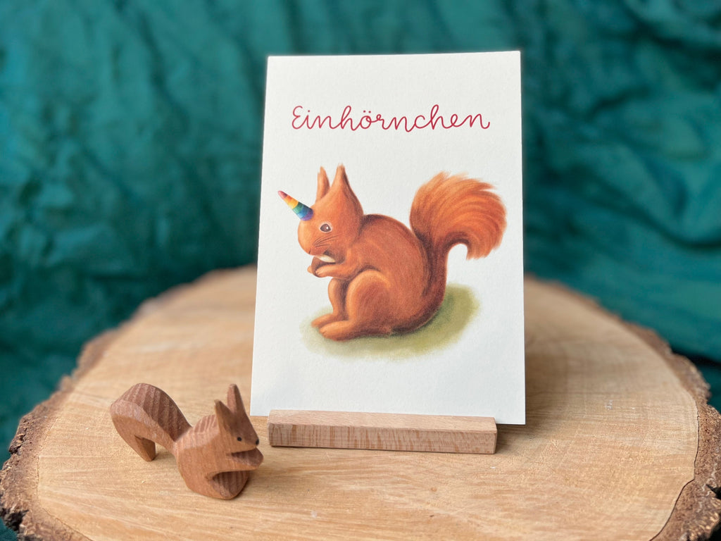 Postkarte "Einhörnchen" | eine Postkarte für Kinder, Erwachsene und alle, die Eichhörnchen lieben. Natur, Wald, Fantasie, Einhorn, Zauber, Geschenk