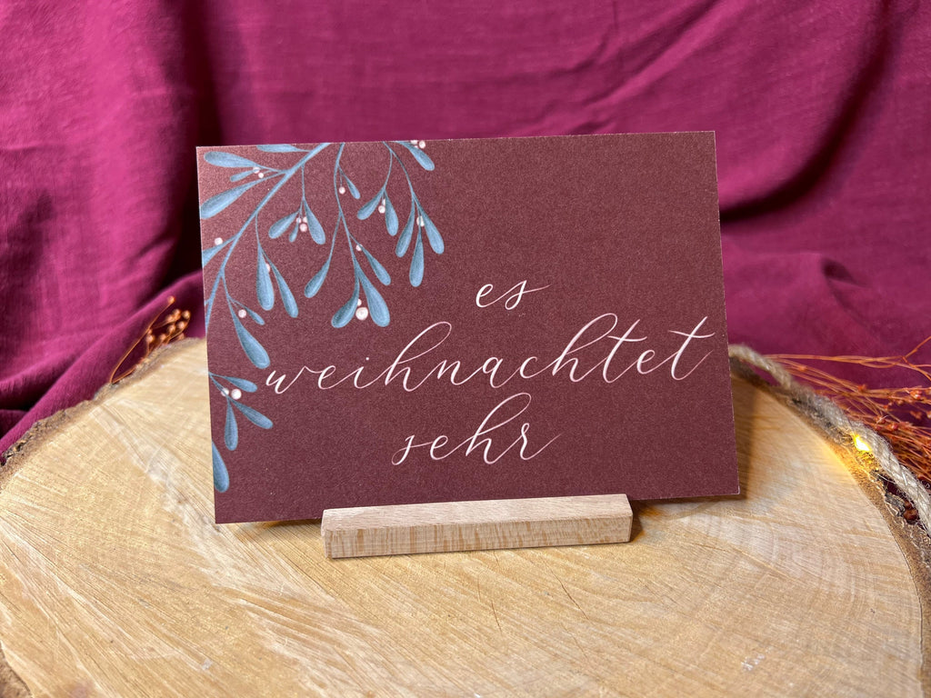 Postkarte „Es weihnachtet sehr“ | Weihnachtskarte Advent Dekoration Geschenk Mistelzweig Handlettering Weihnachten Christmas Kranz