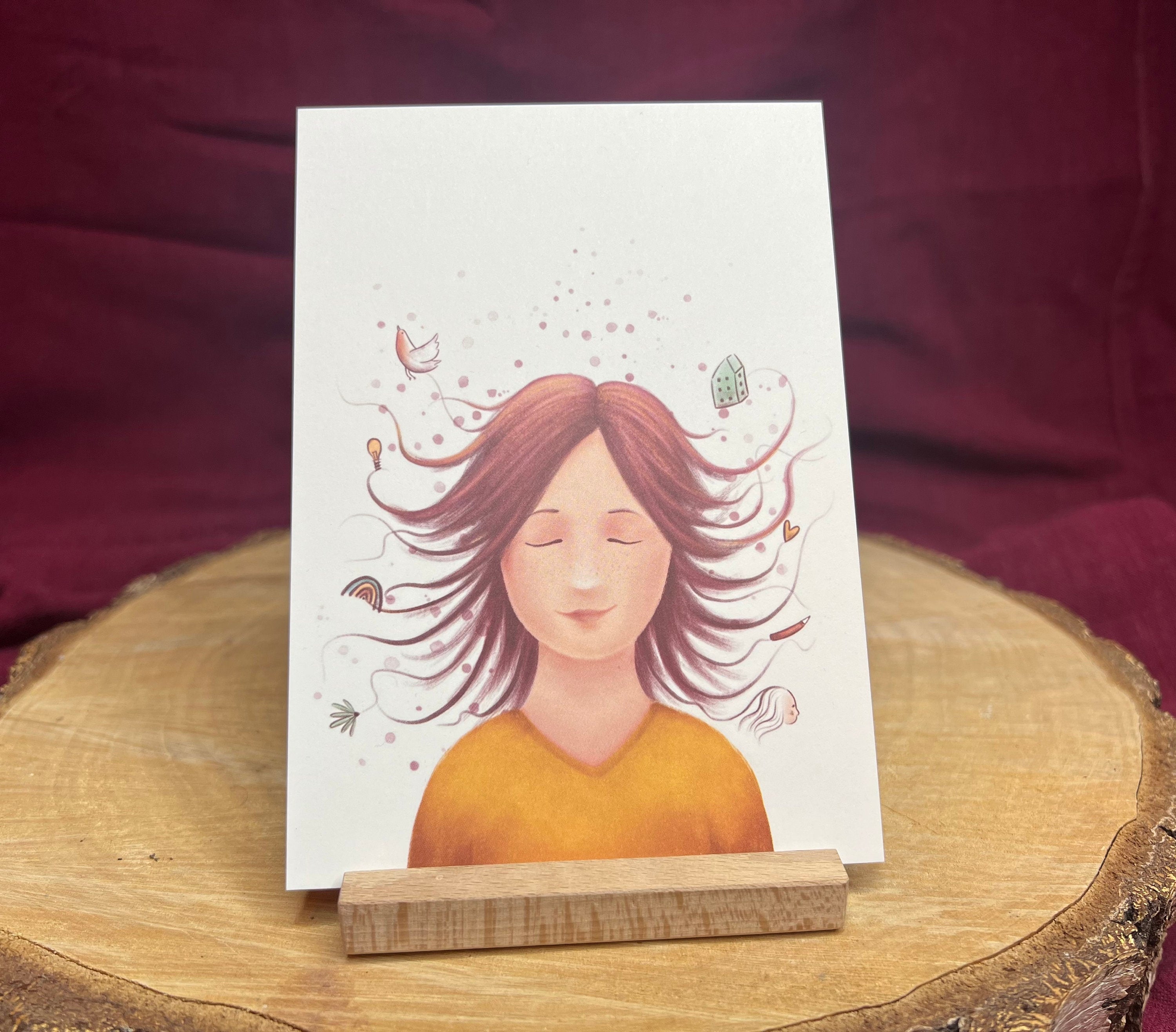 Postkarte "Schwalbengleich" | ein Motiv für Kreativköpfe, Gedankenversunkene, Tagträumende. Zum Gedankenteilen, Freundschaftzeigen, Inspiration wecken.