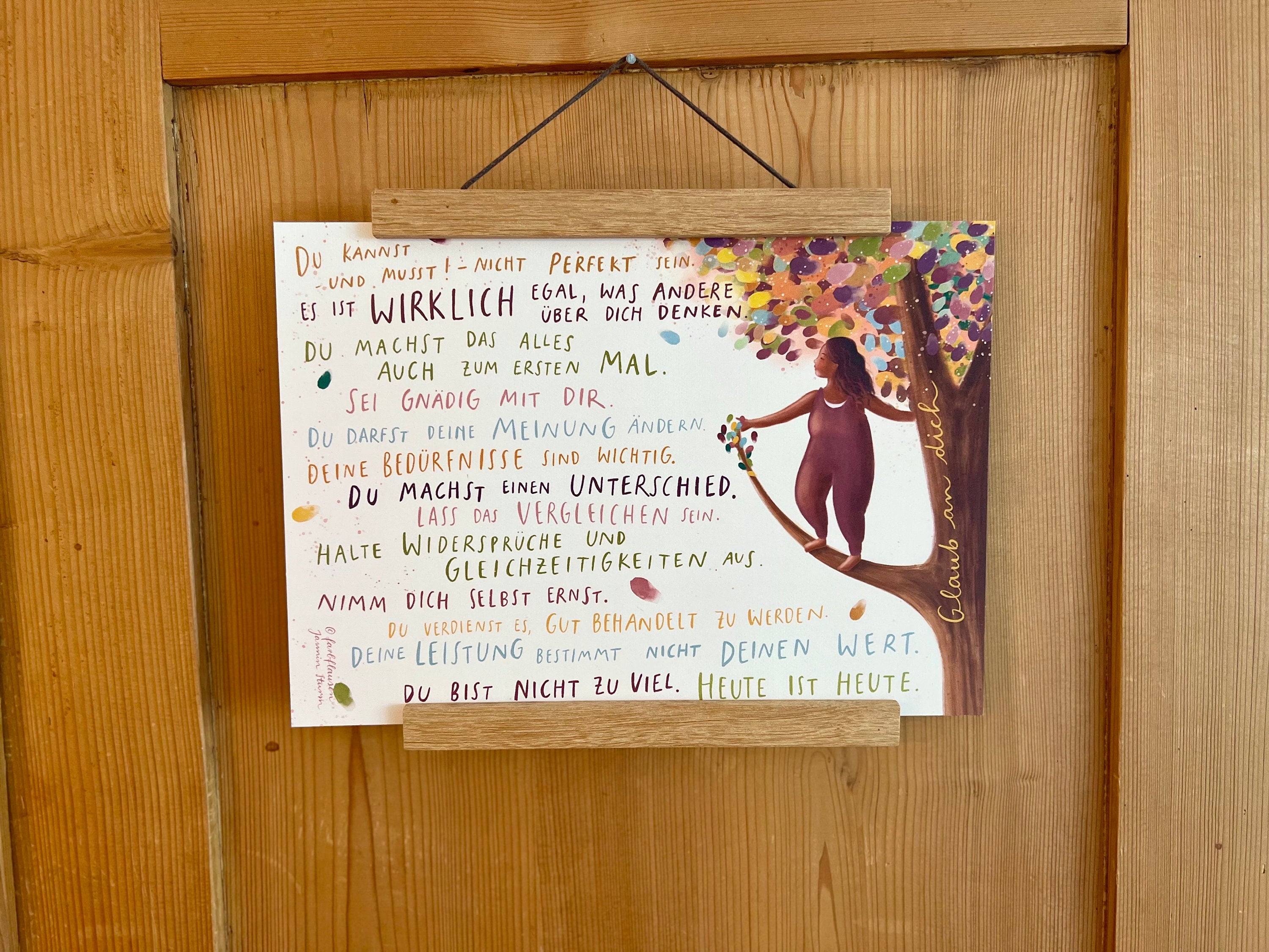 Kunstdruck "Botschaften für Dich 1" | ein A4-Druck mit 15 liebevollen Sätzen und einer warmen Illustration. Ein Herzensmotiv!