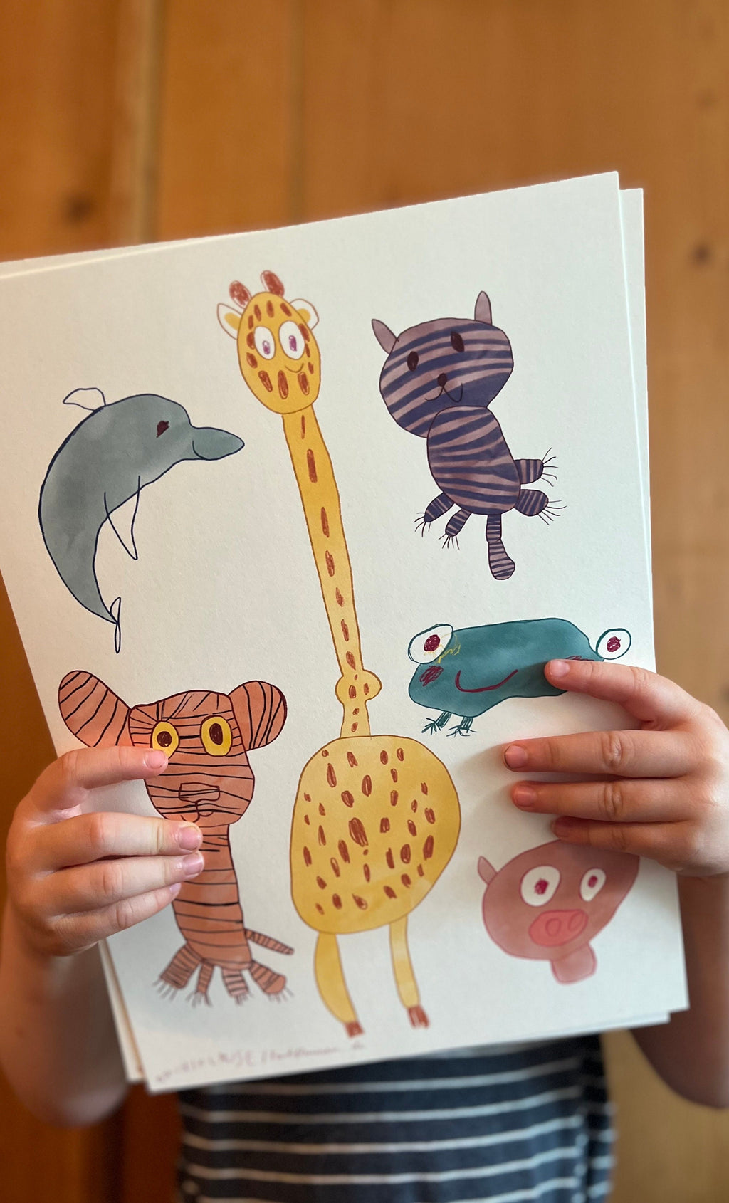 Kunstdruck "Minitiere by Miniflause" | Ein Kunstdruck mit 6 kunterbunten freundlichen Tieren