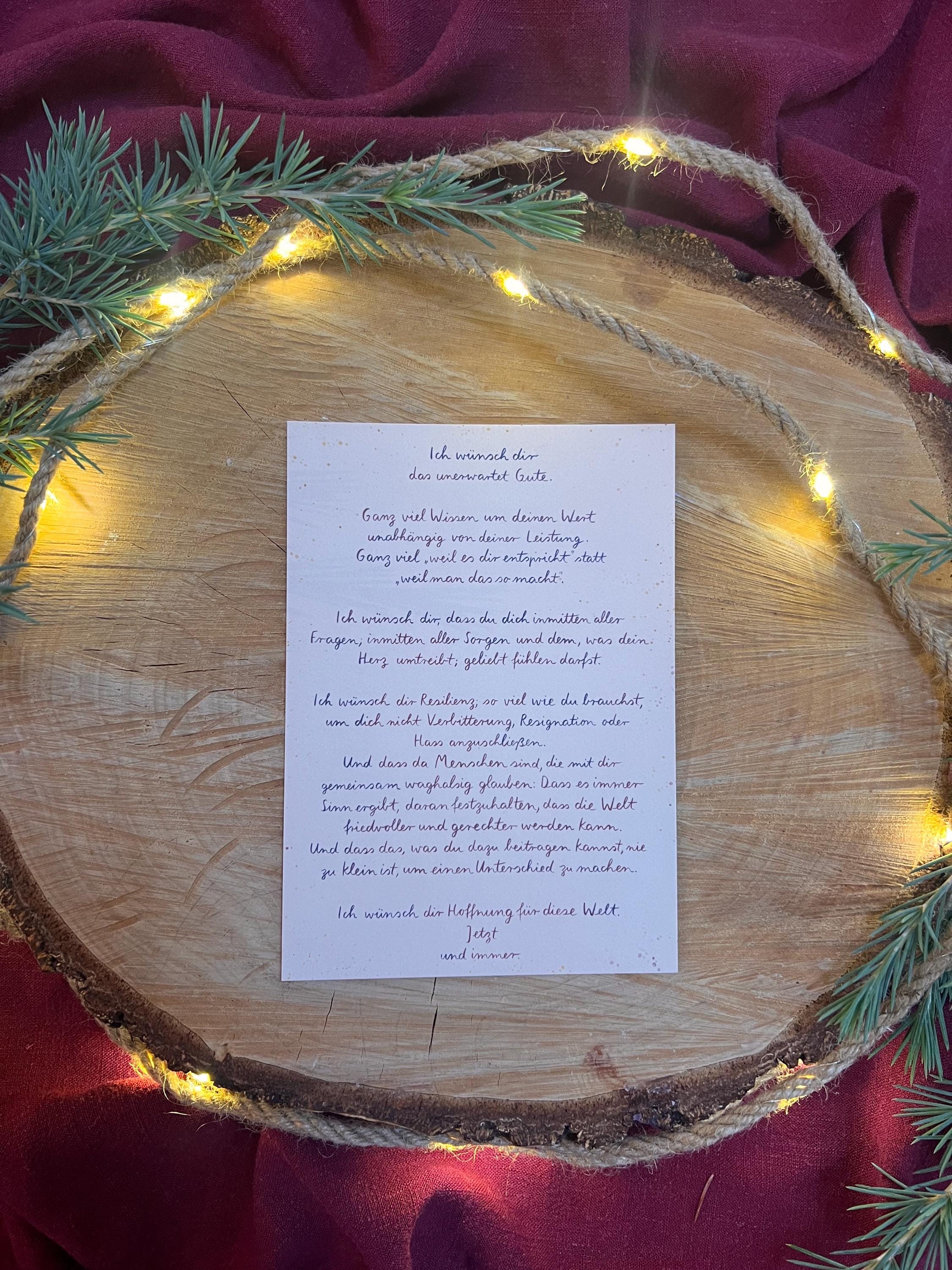 Postkarte „Ich wünsch dir Hoffnung für diese Welt“ | Eine Postkarte mit wunderschönen Wünschen zum Weihnachtsfest