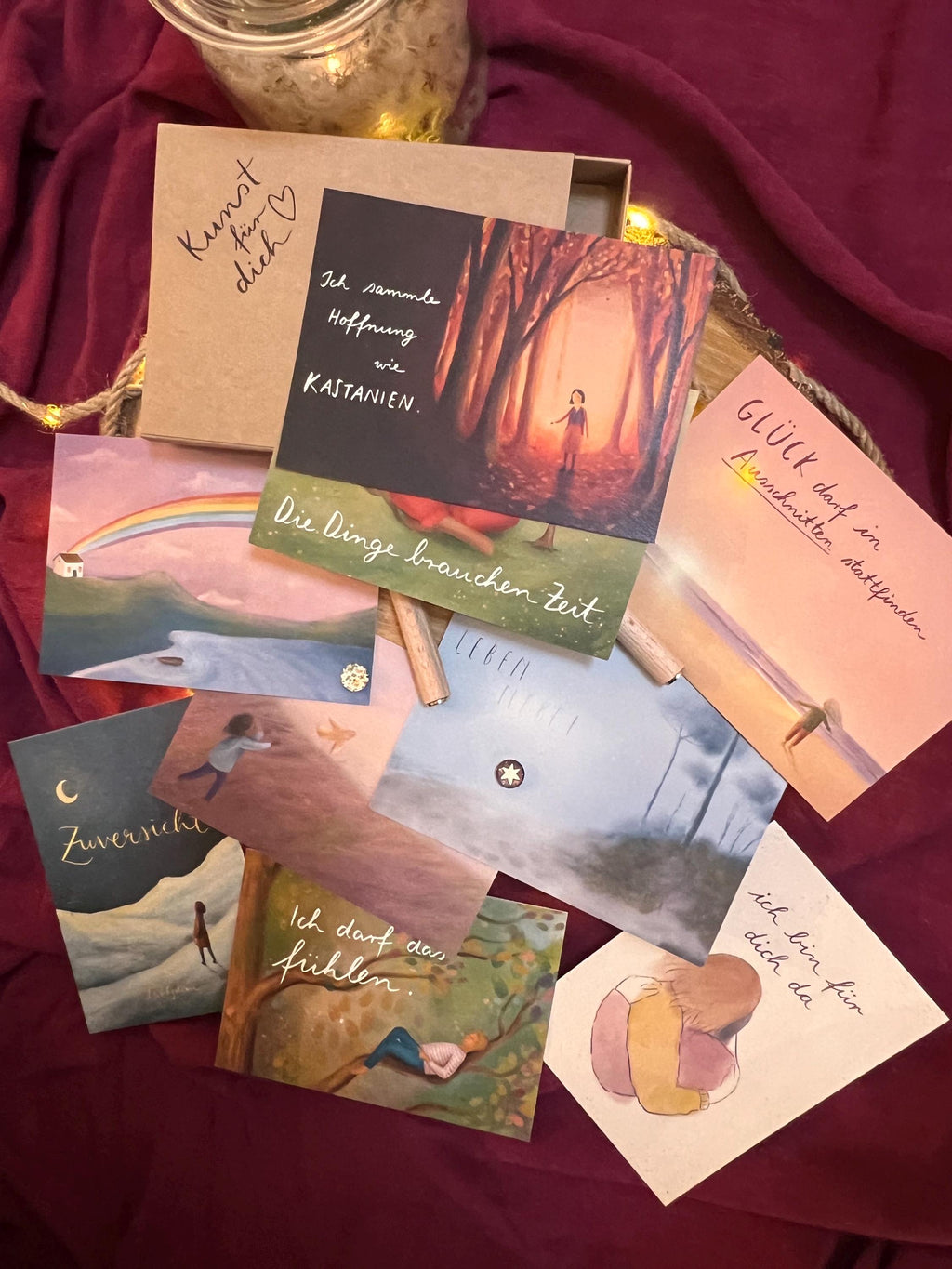 Box „Kunst für dich“ Ermutigung | Eine Schachtel mit  9 ermutigenden Illustrationen - als Geschenkset oder für dich selbst.
