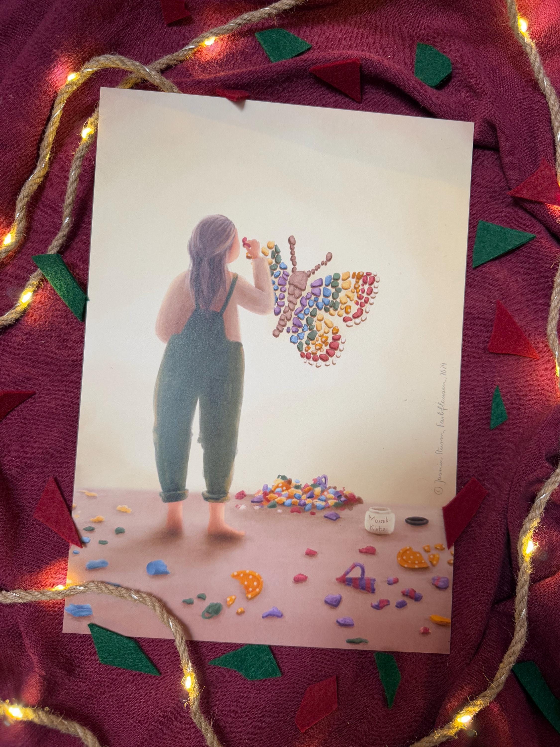 Kunstdruck „Scherbenhaufen | Mosaik | Es darf Neues werden | Am richtigen Platz“ | Ein Motiv für alle, die es fühlen.