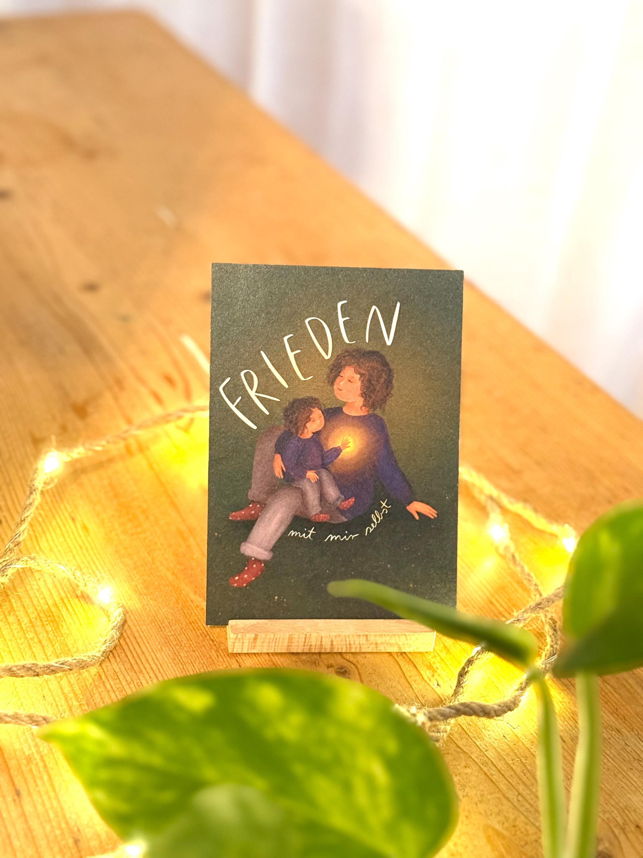 Postkarte „Frieden mit mir selbst“ | Eine Postkarte mit einer Illustration über innere Kinder und das, was zählt. Mein Jahresmotiv 2025.