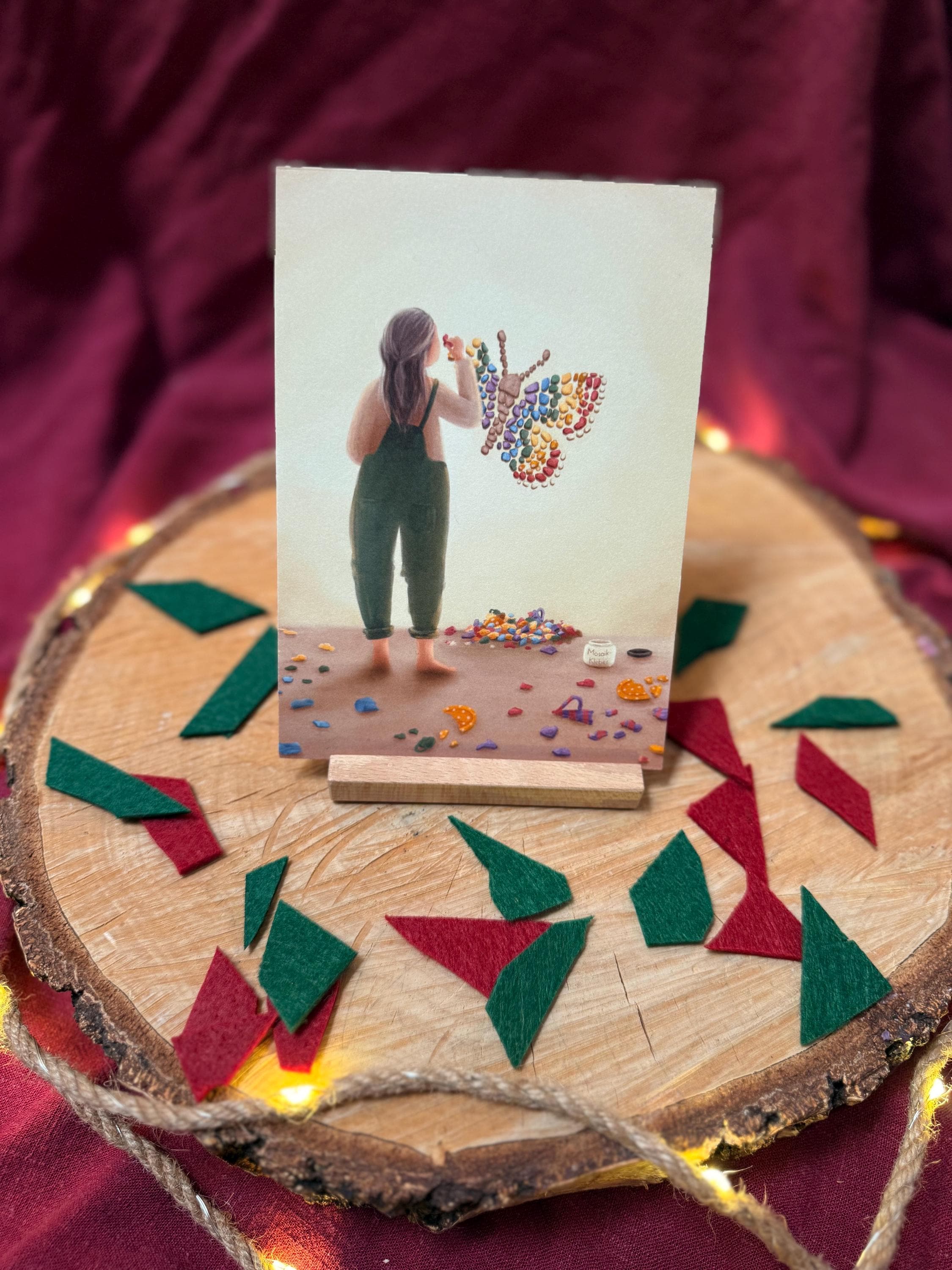 Postkarte „Scherbenhaufen | Mosaik | Es darf Neues werden | Am richtigen Platz“ Ein Motiv für alle, die es fühlen.